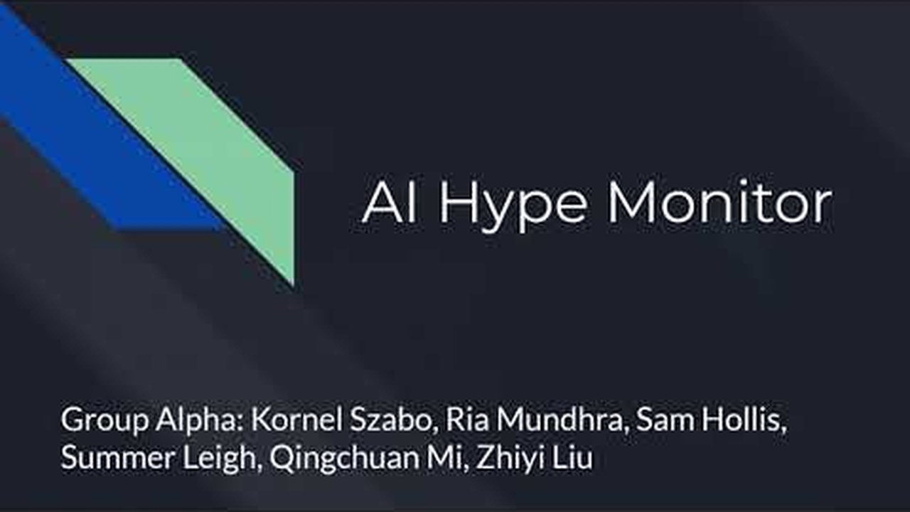 Title card from the AI Hype Monitor project video