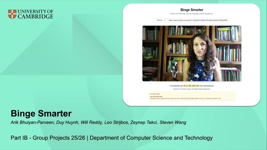 Title card from the Binge Smarter project video