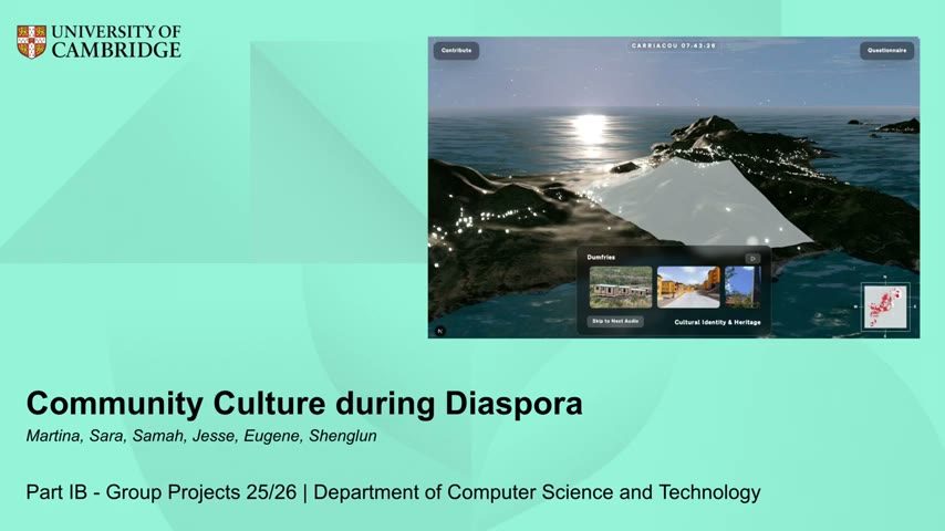 Title card from the Community Culture during Diaspora project video