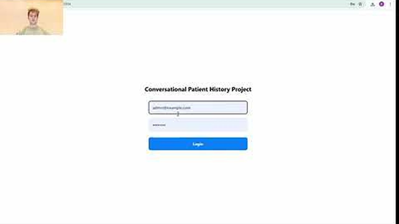 Title card from the Conversational Patient History project video