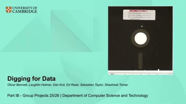 Title card from the Digging for Data project video