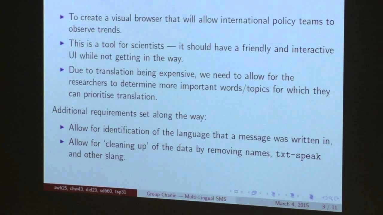 Title card from the Multi-lingual SMS project video