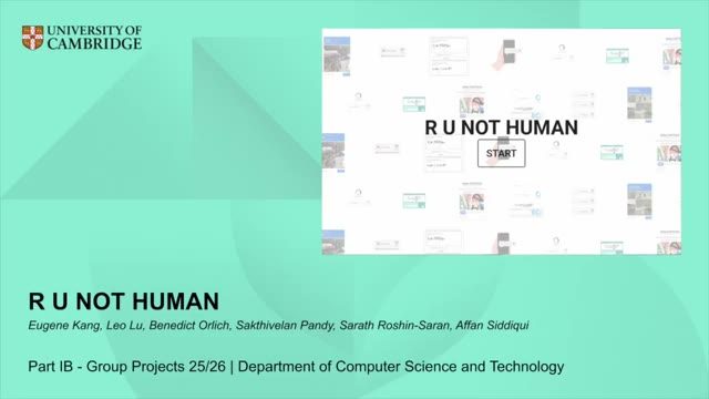 Title card from the R U NOT HUMAN project video