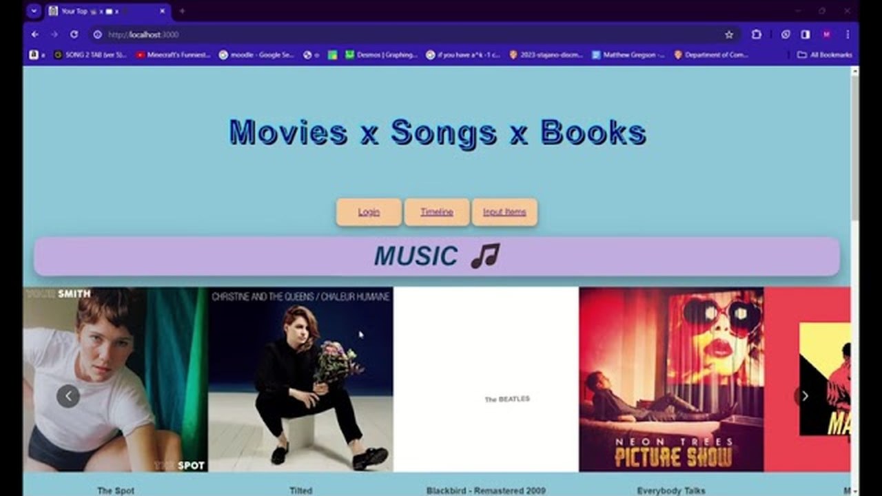 Title card from the Taste: Movies x Books x Music project video